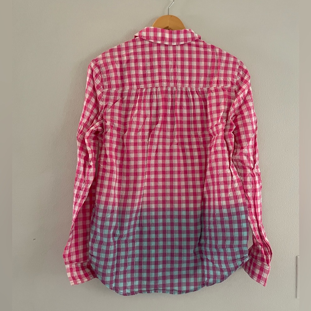 Pilcro Pink and Blue Ombre Plaid Shirt - Picture 2 of 5